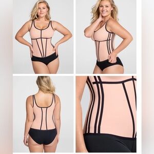 Honeylove Boldness tank size 1X Rose tan with black details New with tag